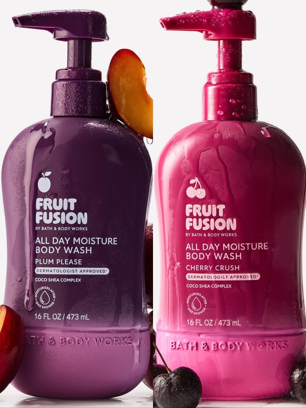 Bath & Body Works Fruit Fusion Body Wash Duo - Purple Plum & Pink Cherry NEW